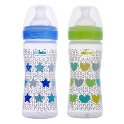 WellBeing Bi-Pack Feeding Bottle (250ml, Medium) (Blue Green)